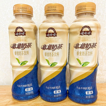 娃哈哈呦呦奶茶450g15瓶整箱批发哇哈哈蜂蜜奶茶饮料香芋味原味450g15