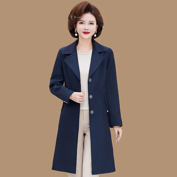 欧蒙帝奢妈妈春秋洋气风衣外套女新款中年妇女春装时尚气质中长款大衣