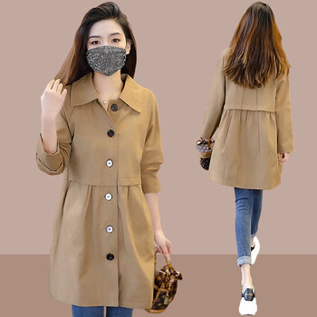 戎诺大码风衣女200斤中长款秋季穿搭女大学生时尚薄款休闲气质外套