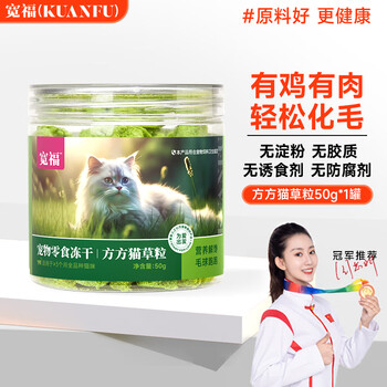 宽福（KUANFU）鸡肉猫草粒磨牙棒洁齿清新口味美毛化毛50克*1罐