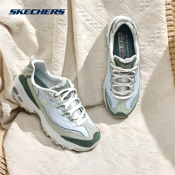 斯凯奇(Skechers)小冰熊丨女子老爹鞋春夏厚底增高百搭熊猫鞋运动透气跑步休闲鞋潮 青梅气泡冰 (建议拍小半码) 37