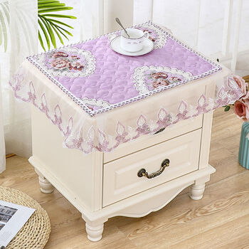 床头柜盖巾盖布一对装家用卧室床头柜罩防尘盖巾蕾丝边床头柜罩