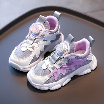 女童鞋运动鞋春季2023新款女孩旋转纽扣老爹鞋春秋中大童儿童跑步