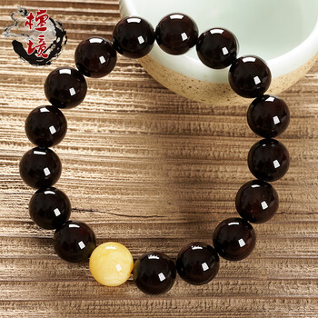 檀境印度小叶紫檀手串12mm男女款 高油密泥料檀香紫檀 12mm16颗+蜜蜡