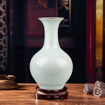 瓷毅雅堂景德镇陶瓷花瓶摆件客厅瓷器装饰品工艺品摆件影青釉官窑裂纹