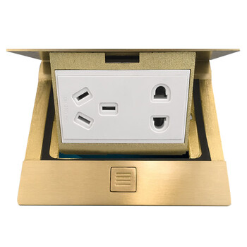 金色电话电视电脑五孔带网络地插插座 五孔地插(液压式)(金色)