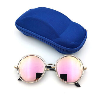 ukgf514岁墨镜时尚复古圆框儿童太阳镜男女小学生眼镜中大童a粉色汽车