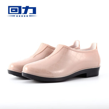 回力warrior雨鞋女士时尚短筒低帮防水鞋套鞋胶鞋雨靴女卡其色40