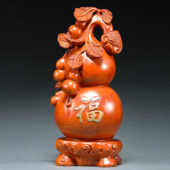 黑檀实木雕刻葫芦摆件木葫芦家居客厅电视柜装饰开业礼工艺品 花梨