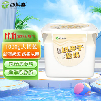 西域春新疆奶皮子低温酸奶1000g*1桶装生牛乳发酵益生酸牛奶