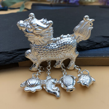 midnitestar99足银麒麟送子长命锁项链古风汉服结婚满月周岁礼物吊坠