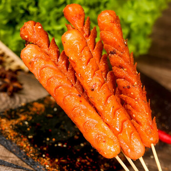 丰泽园路边摊火腿肠网红煎烤肠脆皮面肠烧烤 双润煎烤淀粉肠50g*200根
