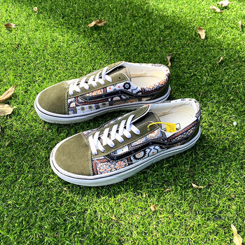 万斯(vans)低帮帆布鞋男女鞋style 36军绿色摩洛哥印花情侣透气板鞋