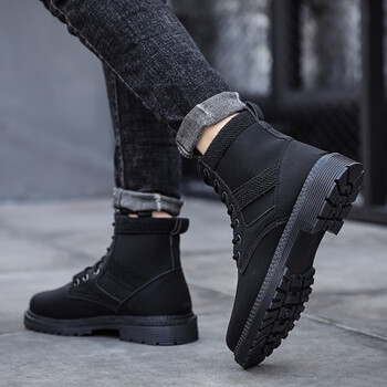 男靴新品加绒冬季加棉马丁靴子男士短靴工装靴韩版潮流工地男鞋英伦风