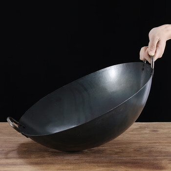 卢润铁锅双耳炒锅厨师饭店商用锻打炒菜锅无涂层尖底燃气40cm 40cm