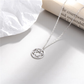 billskinner品牌925银日韩风六芒星项链女个性简约吊坠时尚潮流锁骨链