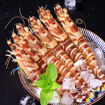 速冻海虾竹节虾特大号鲜活 禧客鲜 2斤装海捕大花虾熟冻【7-8头二盒】