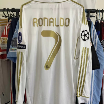 kubn复古1112赛季皇马黑龙长袖7号c罗欧冠版球衣8号速干美式足球服