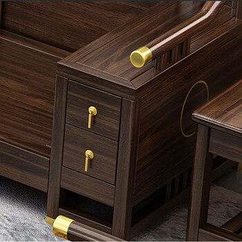 梦尹(mengyin) 新中式乌金木实木沙发组合大小户型中国风禅意别墅高档