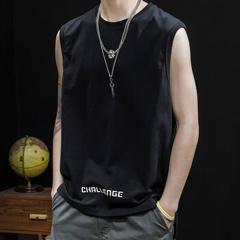 古先森背心男无袖体恤坎肩男士夏季纯棉潮牌圆领运动宽松大码胖子肥佬