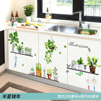 厨房橱柜装饰贴纸柜子自粘防水柜门翻新瓷砖装饰贴画家用贴饰墙贴墙壁贴画墙贴半夏锦年大 图片价格品牌报价 京东