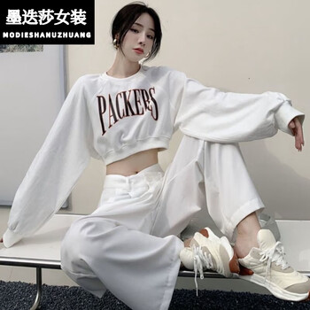 墨迭莎跳舞服装秋冬爵士风漏肚子女上衣长袖露脐短款卫衣女秋季学生