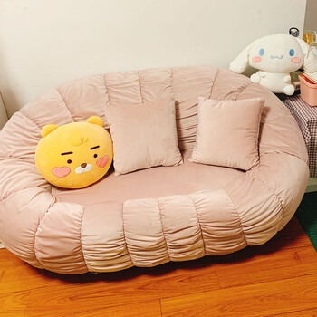 卧室女生房间ins风出租房网红可爱迷你客厅小户型懒人双人小沙发 浅