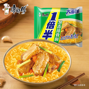 康师傅方便面一倍半6包装红烧香辣酸辣牛肉面大面饼速食方便面 【葱香