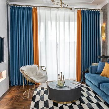 宝蓝色拼接橙色【挂钩款】 定制打孔加工每米