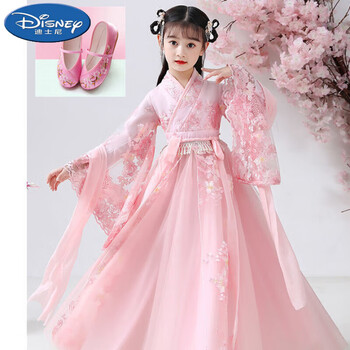 迪士尼汉服儿童中国风仙连衣裙古风女童樱花公主襦裙唐装女孩新款 粉