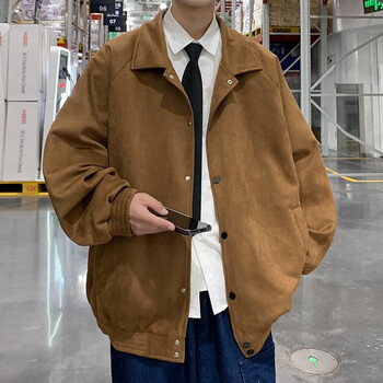 男春季衣多穿潮牌上衣服美式复古夹克男士国潮男装 srbkjsd-jq163棕色
