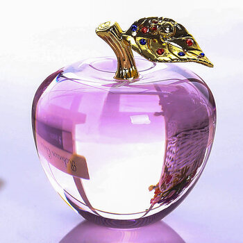 果圣诞节平安夜送女生女友闺蜜生日创意刻字居家装饰粉色水晶苹果刻字