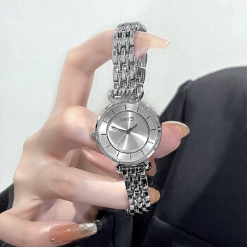 艾奇（EYKI）手表女时尚气质女士品牌简约小巧高中女学生石英防水钢带腕表礼物 钢银白