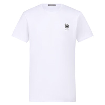 Hellen&woody国际品牌专柜短袖t恤男全棉修身桑蚕丝夏季t半袖体恤丅 白色 46