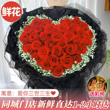 馨长存鲜花速递红玫瑰花束生日礼物送女友同城花店配送 33朵红玫瑰花—女X款