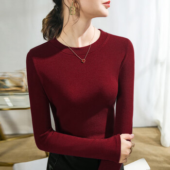 圆领长袖t恤新款打底衫女2024春季黑色莫代尔棉内搭时尚时髦上衣