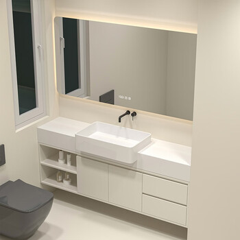 盆浴室柜半抛盆洗漱台窄边大肚洗脸盆 柜体颜色/台盆镜柜样式/可选择