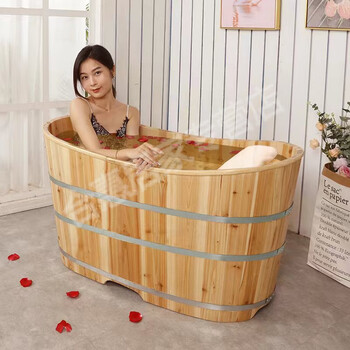 自动恒温加热泡澡桶通用美容院加厚三箍泡澡木桶浴桶木质成人家用洗澡