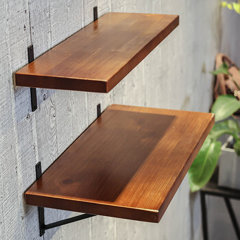 苏旅墙上置物架实木一字隔板壁挂挂墙承重货架家用书架客厅厨房收纳架