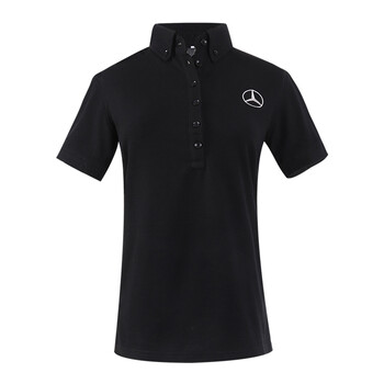 工作服短袖t恤男女舒适透气polo衫员工服装工衣 奔驰女款黑色短袖t恤