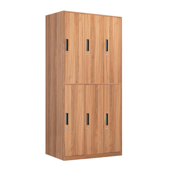 洛克菲勒 钢制仿木纹更衣柜铁皮衣柜员工宿舍衣帽储物柜带锁鞋柜胡桃