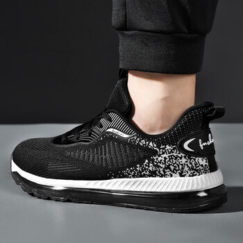 安踏国潮男鞋春季增高大码运动鞋网面全掌气垫跑鞋男减震学黑色内增高