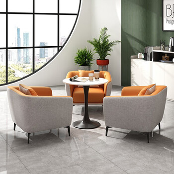 见贤商务接待洽谈沙发茶几组合简约会客单人售楼部4s店办公休闲休息区