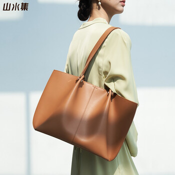 山水集包包女包大容量托特包女包包小众百搭高级感女士生日礼物女 茶棕色