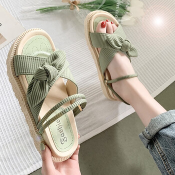 凡小如凉拖鞋女外穿女士凉鞋厚底2023夏季百搭配裙子仙女风学生平底拖鞋 36绿色（宽胖脚建议拍大一码）