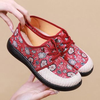 福来红老北京布鞋女民族风妈妈鞋复古女士单鞋软底透气亚麻一脚蹬懒人
