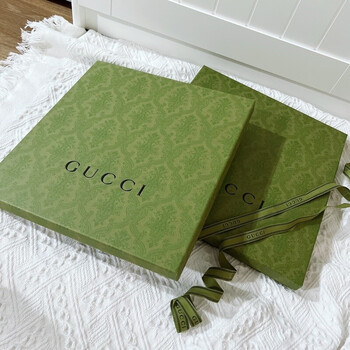 gucci/古驰 围巾  男女中性款  gg图案提花 围巾预售代购 礼盒绿色