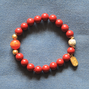 佳人真品朱砂招财纳福转运手串助眠红色玛瑙佛珠增运增姻缘手链