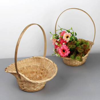 汉水竹城竹编编织篮鲜花包装装饰手工竹编花篮插花花童婚礼手提篮舞蹈