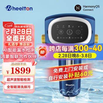 惠尔顿（WHEELTON）前置过滤器AI支持鸿蒙系统全自动智能自动清洗反冲洗全屋别墅净水器p0068 AI智能防漏前置过滤器
